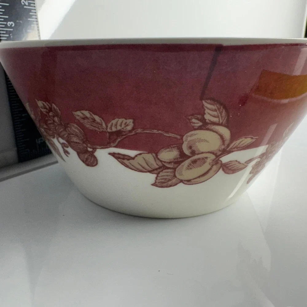 Vintage Waverly Red Floral Ceramic Bowl‎ Kitchenware Cereal Dish Garden Room